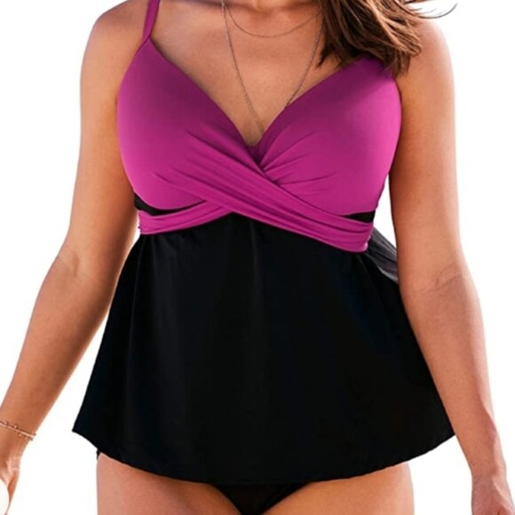 Swimsuits for All Women's Plus Size Bra Sized 46D Underwire Tankini Top - Picture 1 of 10